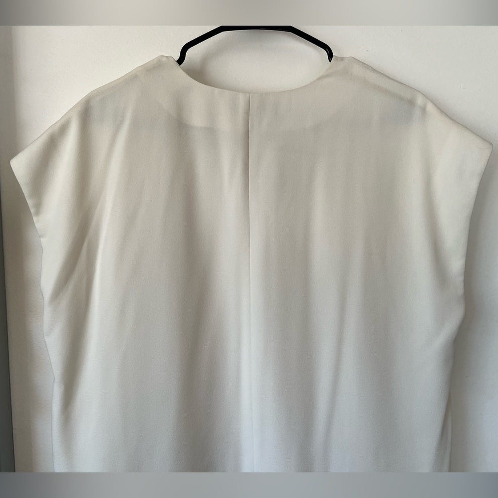 Banana republic cap sleeve v-neck cocoon mini dress in off white. petite small - Picture 9 of 15